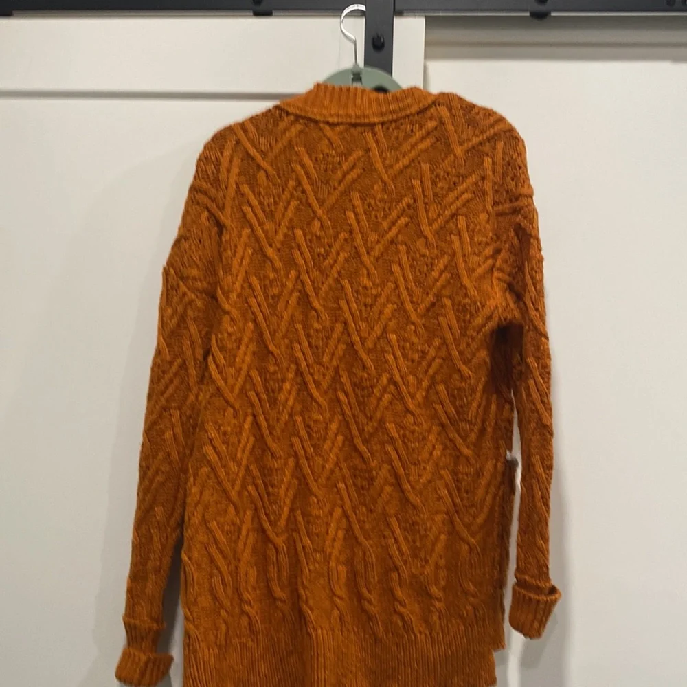 Free People Montana Cable Cardigan Sweater in Pumpkin Pie XS extra small NWT - Picture 11 of 11